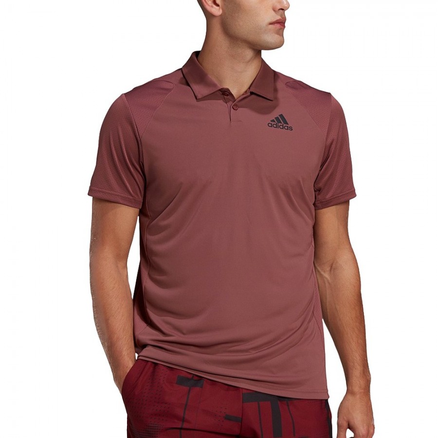 Polo Shirt Adidas Club Quiet Crimson Black Aeroready System