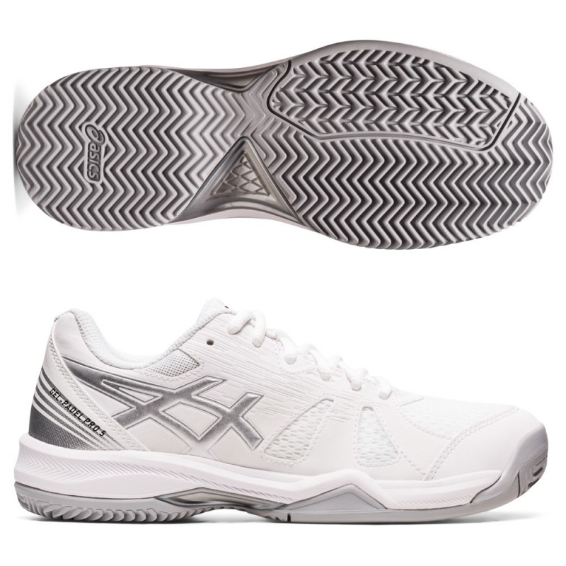 Parcial conjunto golondrina Asics Gel Padel Pro 5 white pure silver - Gel delantero - Zona de Padel