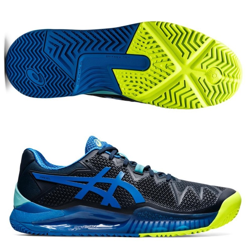 Asics Gel Resolution 8 Padel French Blue Lake Drive Nueva suela Zona de Padel