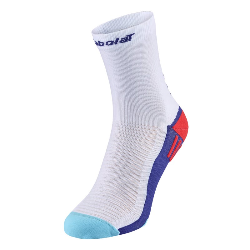 Babolat padel Mid Calf Socks white blue Babolat padel Mid Calf Socks white blue