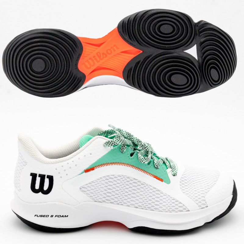 padel shoes Wilson Hurakn 2.0 W white biscay green 2023 padel shoes Wilson Hurakn 2.0 W white biscay green 2023