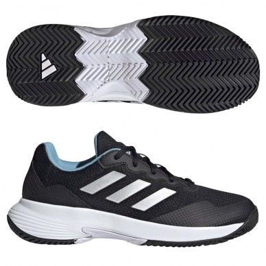Padel Shoes Adidas gamecourt 2 w core black silver blue 2023
