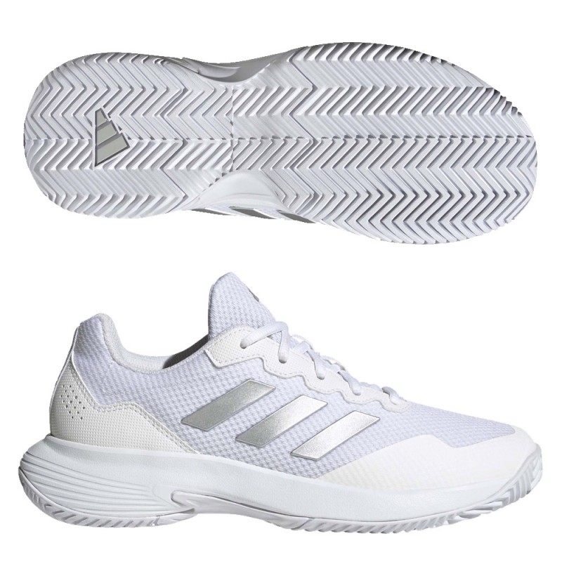 Padel shoes Adidas Gamecourt 2 W white silver 2023 Padel shoes Adidas Gamecourt 2 W white silver 2023
