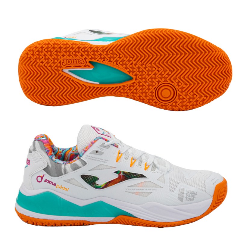 Padel shoes Joma Spin Lady 2332 White Orange 2023 Padel shoes Joma Spin Lady 2332 White Orange 2023