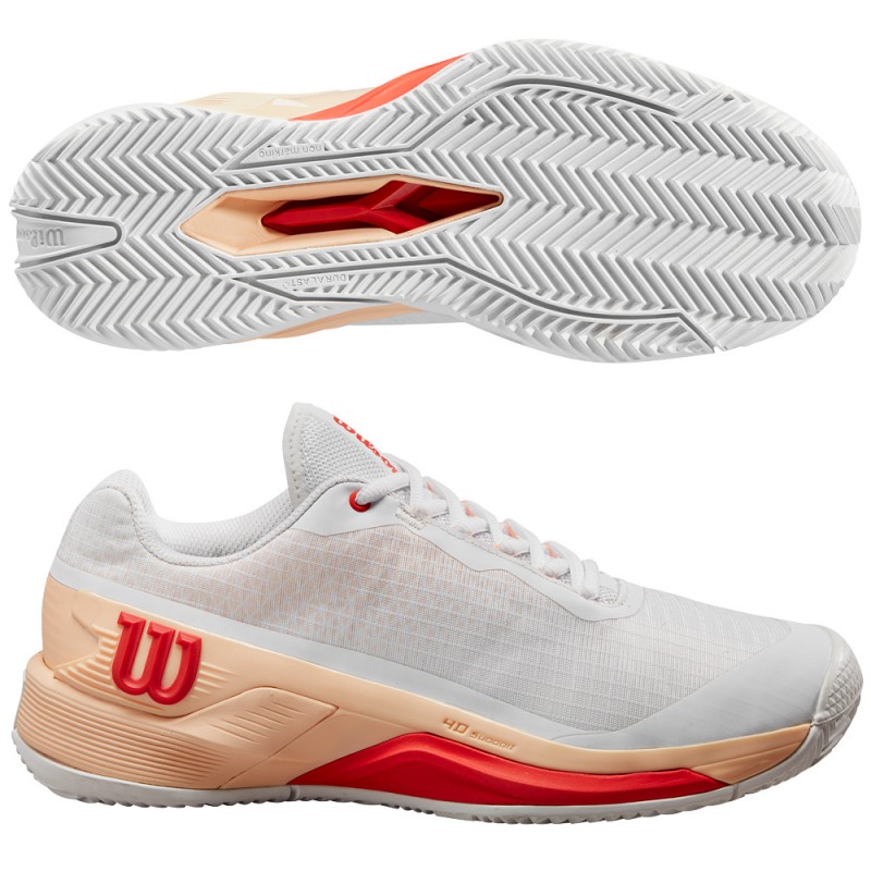 Wilson Rush Pro 4.0 W Clay white peach 2024 padel shoes