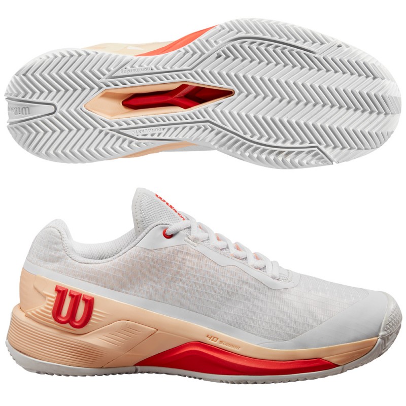 Wilson Rush Pro 4.0 W Clay white peach 2024 padel shoes Wilson Rush Pro 4.0 W Clay white peach 2024 padel shoes