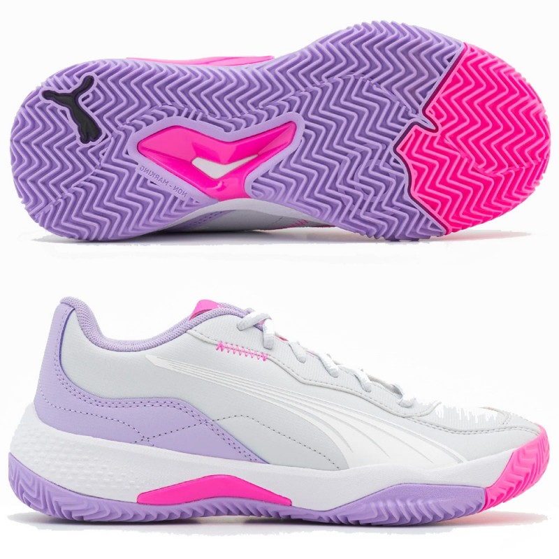 Puma NOVA Smash Wn's silver mist white vivid violet 2024 padel shoes