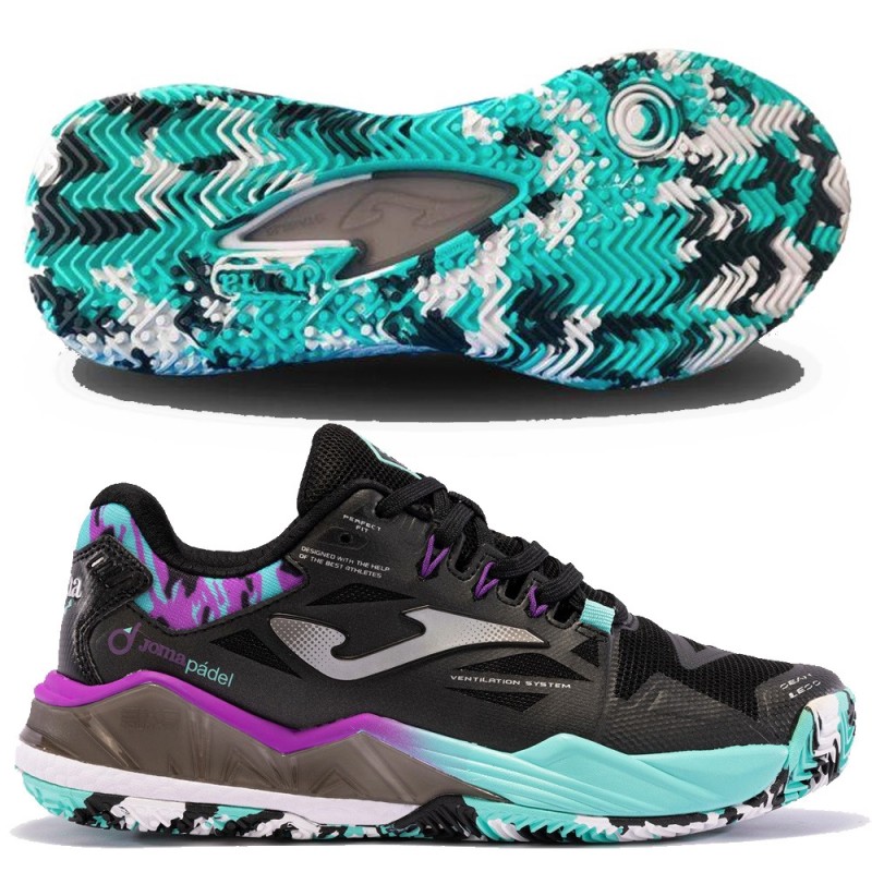 Joma Spin Lady 2401black turquoise pink 2024 padel shoes Joma Spin Lady 2401black turquoise pink 2024 padel shoes