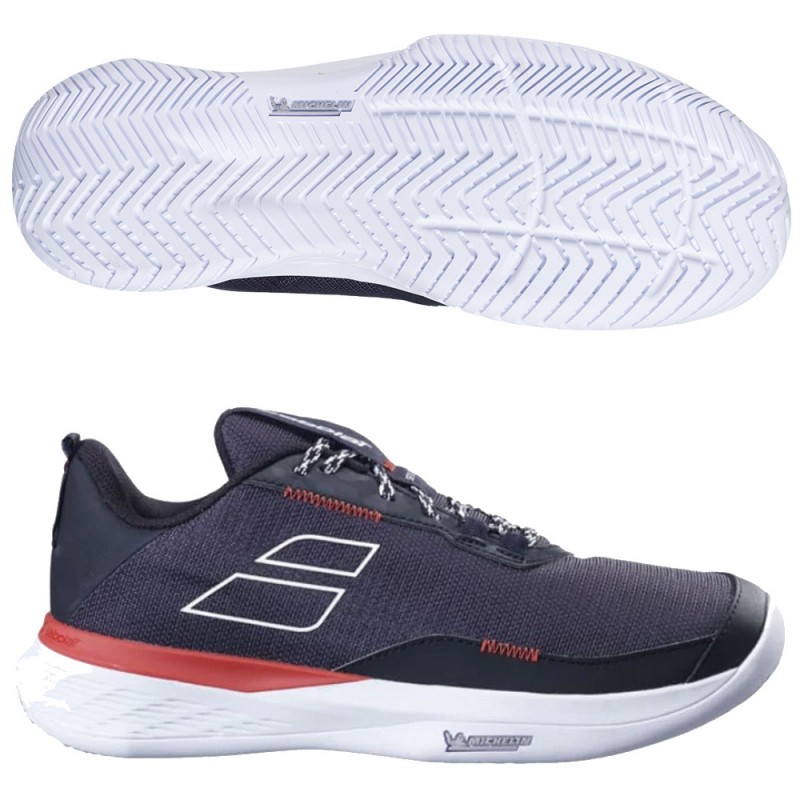 Babolat SFX Evo Clay Men black fiesta red 2024 padel shoes Babolat SFX Evo Clay Men black fiesta red 2024 padel shoes