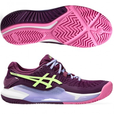 Asics Gel Resolution 9 Padel deep mauve lime green 2024 padel shoes