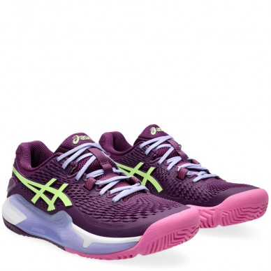 Asics Gel Resolution 9 Padel deep mauve lime green 2024 padel shoes