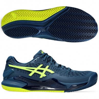 Asics Gel Resolution 9 Clay mako blue safety yellow 2024 padel shoes