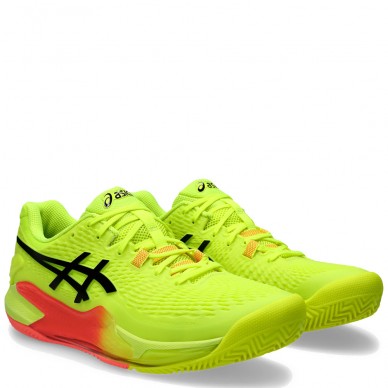 Asics Resolution 9 Clay Paris safety yellow black 2024 padel shoes