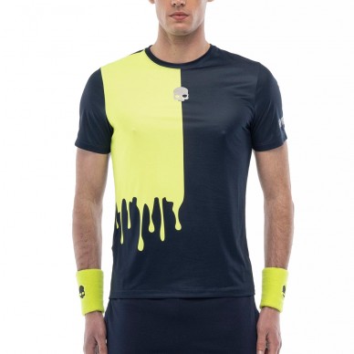 T-shirt Hydrogen Drip Tech navy blue fluorescent