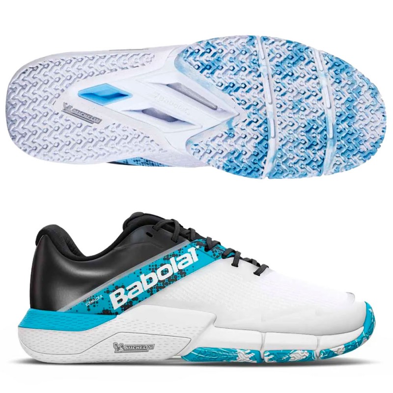 Babolat Movea 2 Men white cyan blue 2025 Padel shoes Babolat Movea 2 Men white cyan blue 2025 Padel shoes