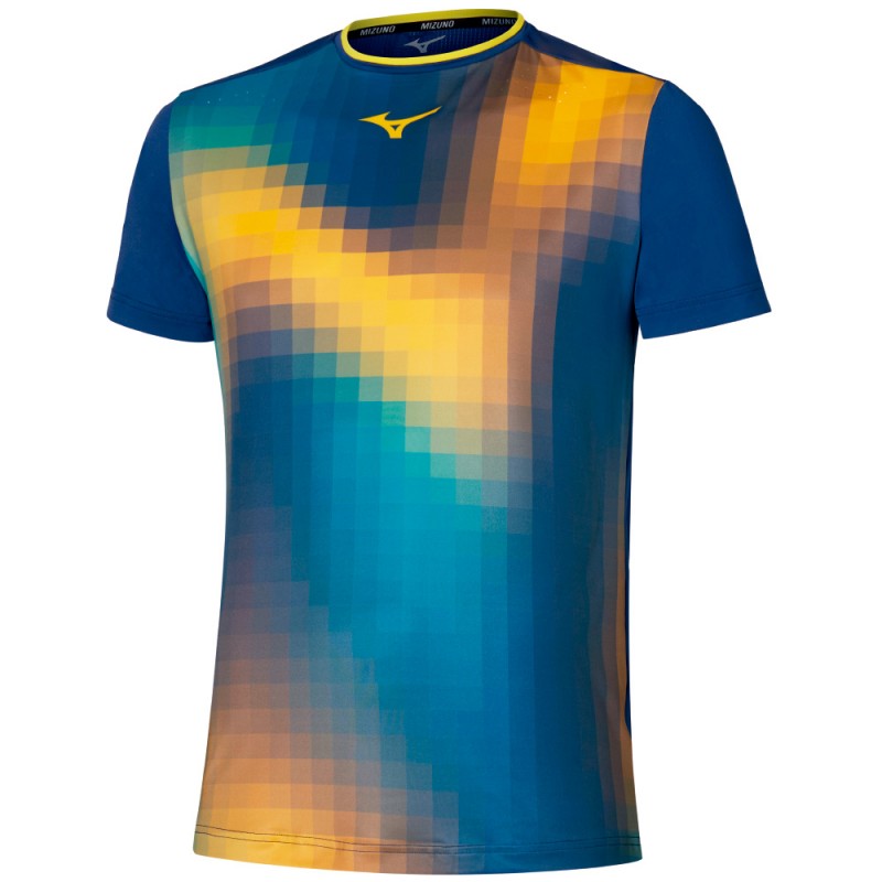 T-shirt Mizuno Tennis Shadow Graphic Tee blue yellow T-shirt Mizuno Tennis Shadow Graphic Tee blue yellow