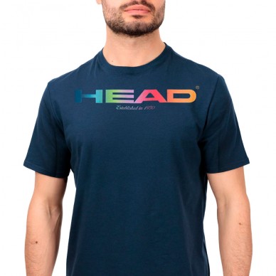 T-shirt Head Rainbow navy blue