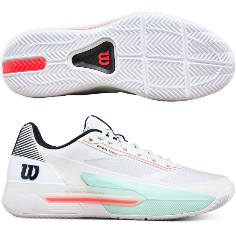 Wilson Rush Tour 5 Clay white bay blue 2026 Padel Shoes