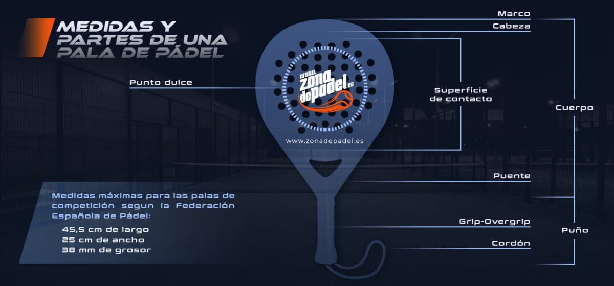 Size and measurements of a padel racket