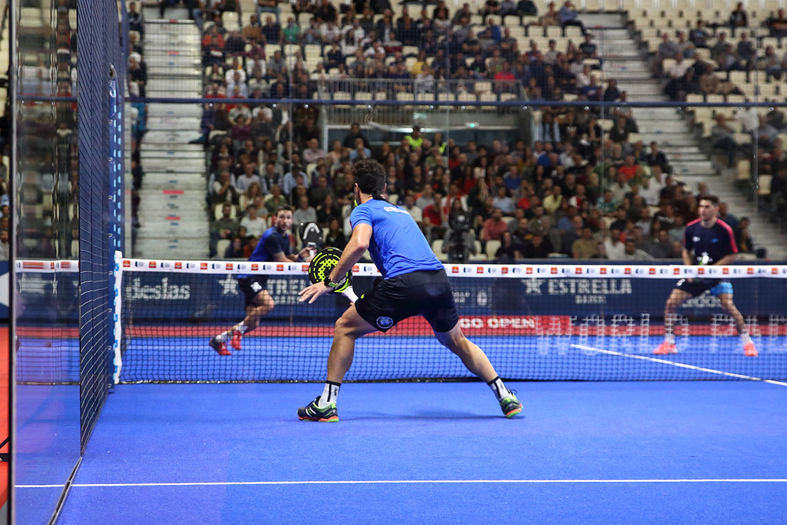 Padel match at WPT playing on court
